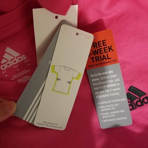 NEW Adidas V-neck Logo Short Sleeve Top Medium - Picture 5 of 6